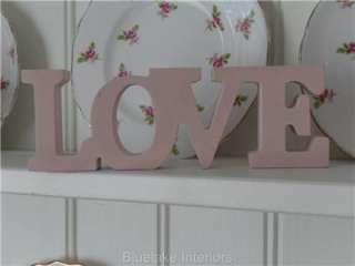 SHABBY DUCK EGG BLUE OR PINK WOOD LOVE LETTERS CHIC  