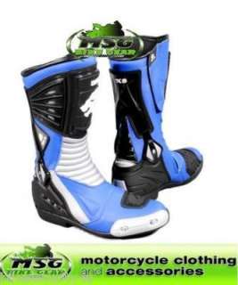 BKS QUANTUM SPORTS MOTORCYCLE BOOTS BLUE/BLACK 9 NEW  