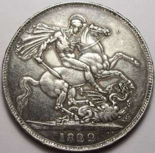 1822 TERTIO CROWN   GEORGE IV BRITISH SILVER COIN   VERY NICE  