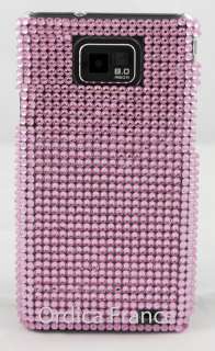 Coque arrière en strass Samsung Galaxy S2 I9100   Bulles fines rose