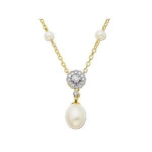  Freshwater Pearl& Diamond Necklace in 14K Gold Jewelry