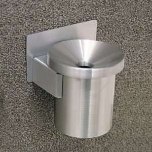 Cigarette Can, Wall Mounted with Funnel Top, 4.5x6, Satin Aluminum 