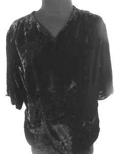 PLUS SZ FRENCH VINTAGE 1940S BLACK VELVET BLOUSE 46 48  