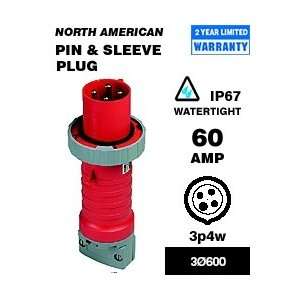  Leviton 460P5W Pin & Sleeve Plug 60 Amp 600 Volt 3 Phase 