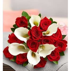 Flowers by 1800Flowers   Stunning Red Rose and White Calla Lily 