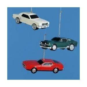  4 White Classic Ford Mustang Christmas Ornament