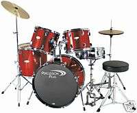 PIECE DRUM SET KIT with CYMBALS & HARDWARE   WINE RED  