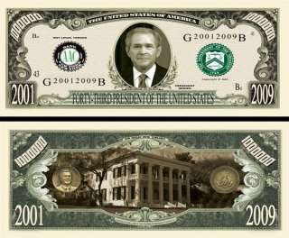 43RD PRESIDENT GEORGE W. BUSH DOLLAR BILL (500 Bills)  
