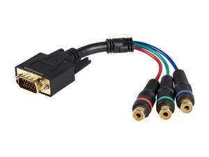   HD15CPNTMF 6in HD15 to Component RCA Breakout Cable Adapter   M/F