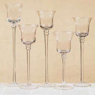 This set of 5 stemmed flared top votive candle holder works well 