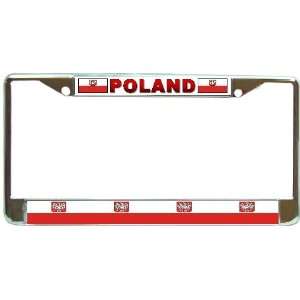  Poland Polish Polska Flag Chrome Metal License Plate Frame 