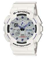 Shock Watch, Mens Analog Digital White Resin Strap GA100A 7