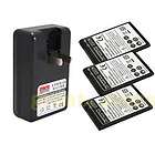 3x 1500mAh Battery + Wall Charger For Samsung Galaxy 3 I5800 Wave II 