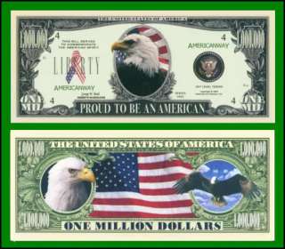 Factory Fresh Proud American Million Dollar Bills  