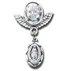sterling silver angel wing pin w tiny oval miraculous b