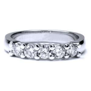   White Gold, 1 Carat 5 Stone Round Diamond Anniversary Ring Jewelry