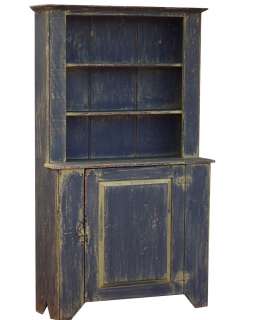   CUPBOARD PAINTED PRIMITIVE HUTCH STEPBACK ANTIQUE REPRODUCTION PINE