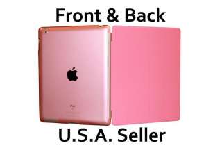 Pink Magnetic iPad Smart Cover + Back Hard Case for Apple iPad 2 iPad2