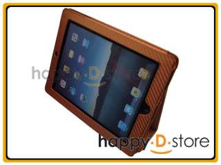 Brown leather magnetic closure case for Apple iPad 2 with back stand 