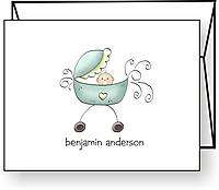 Personalized BABY CARRIAGE / PRAM THANK YOU Note Cards  