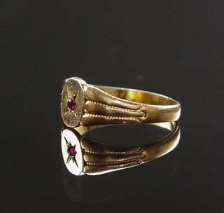 ANTIQUE 1900 OSTBY & BARTON YELLOW GOLD & GARNET BABY RING  