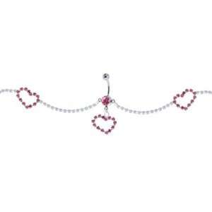    Swarovski Passion Pink Gem Hollow Heart Belly Chain: Jewelry
