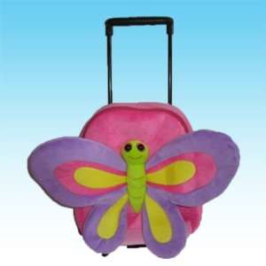  Kids Purple Butterfly Rolling Roller Backpack / Suitcase 