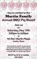 Personalized Pig Roast BBQ Birthday Party Invitations  