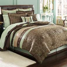 Manor Hill JAIDA Complete BED ENSEMBLE Soft Brown/Blues  