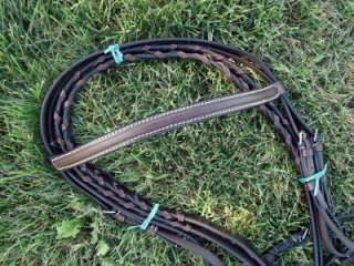 Brown Leather Square Raised Event English Bridle Reins  