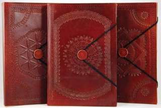 Large Embossed Leather Blank Book of Shadows Wicca Ritual Pagan 