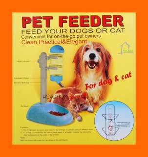 Plastic Blue Water Food Bottle Feeder Dish Stand Pet Dog CAT Feeding 