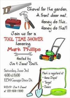 Personalized GROOMs Wedding SHOWER Invitations TOOLS  