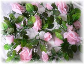 PINK Rose Garland Wedding Arch Gazebo Silk Flowers Artificial Roses 