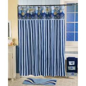  Oceana Fabric Shower Curtain Blue Striped Sea Ocean Beach 