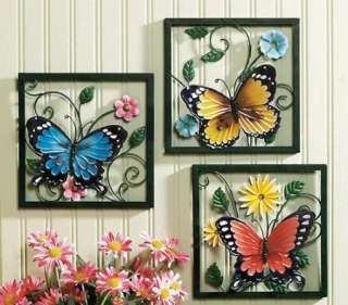 pc Butterfly Garden Metal Wall Art Decor 3D Trio NEW A3749  