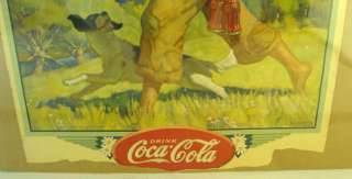   Drink Coca Cola Fishing Boy & Dog Paper Calendar Top N.C. Wyeth Artist
