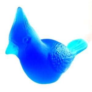   Glass Cardinal Bird Figurine in Blue Mist 