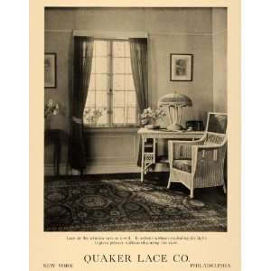  1919 Ad Quaker Lace Curtains Sitting Room Wicker Chair 
