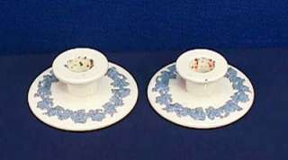 Wedgwood China Lavender on Cream Color 2 Candlesticks  