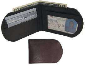   LONDON STITCH BLACK LEATHER ROUNDED FRONT POCKET CREDIT CARD ID WALLET