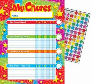 Kids Swirls Progress Reward Chore Chart + Stickers  