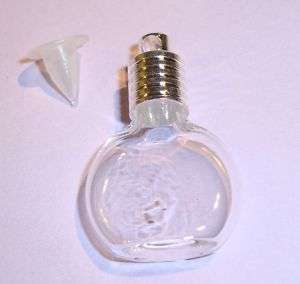 Glass cognac mini rice vial pendant/keepsake silver  