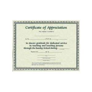 Certificate Appreciation Sunday School Worker (Package of 6)