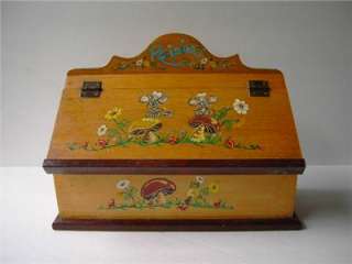 CUTE PAINTED COUNTRY FOLK ART SOLID WOOD RECIPIES BOX  