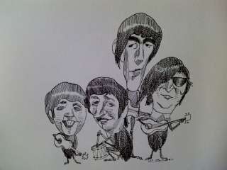 Album of 13 Caricatures by David Levine 1965 Beatles, Kerouac, Picasso 
