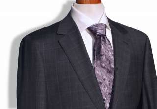 Valentino $1295 Medium Gray Windowpane Mens 150s Cashmere Wool 
