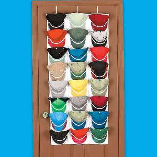 Overdoor Cap & Hat Organizer Rack  Holds 24 Hats  