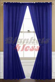 Navy Blue Solid 2 Piece Voile Sheer Window Curtain Panels   Brand New 