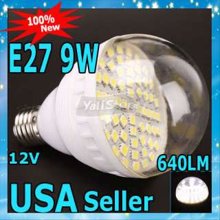 E27 9W 12V White Light 60LED Bright Lamp Light Bulb  